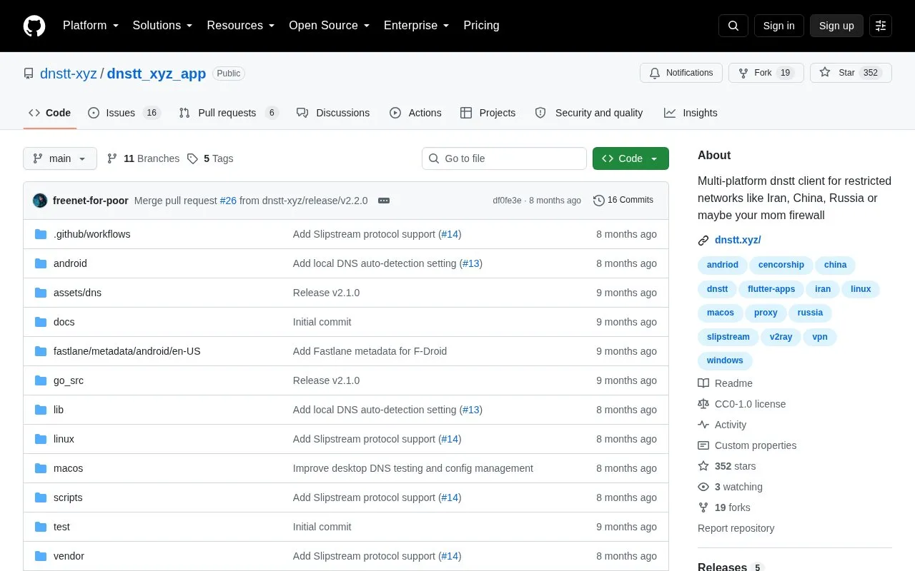 Dnstt Xyz App homepage screenshot