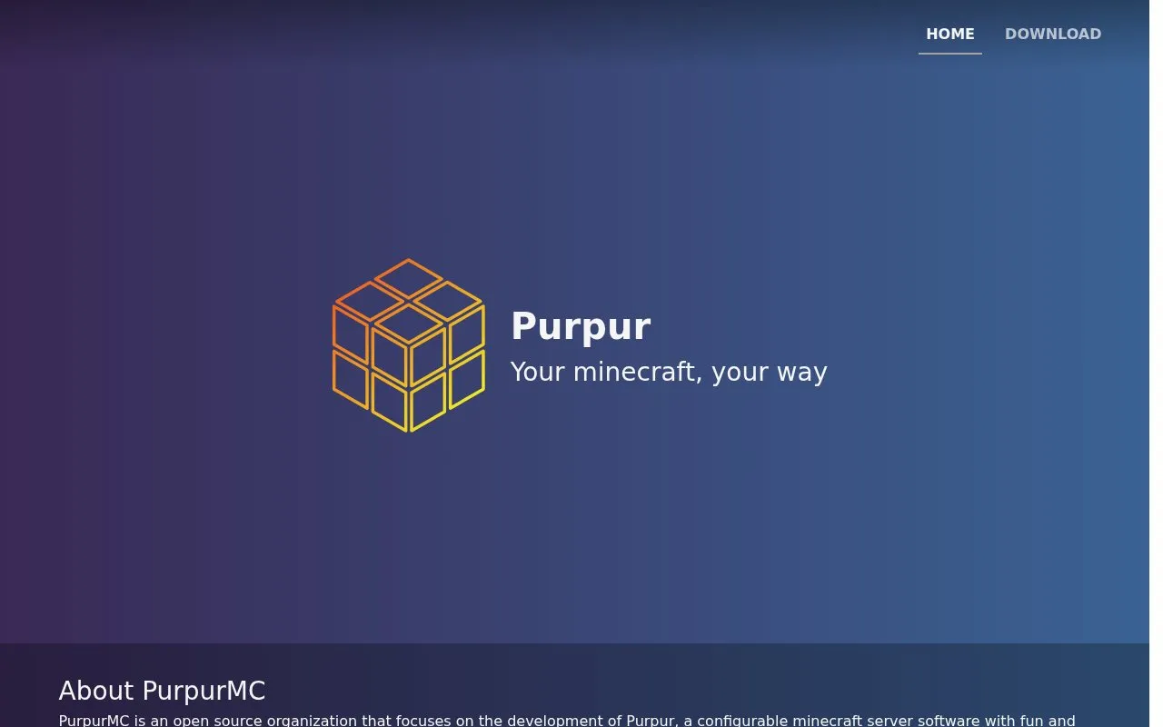 Purpur homepage screenshot