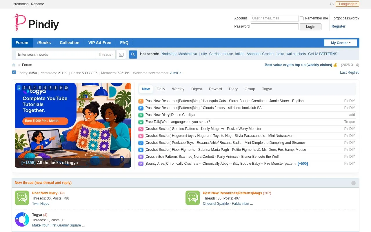 PinDIY homepage screenshot