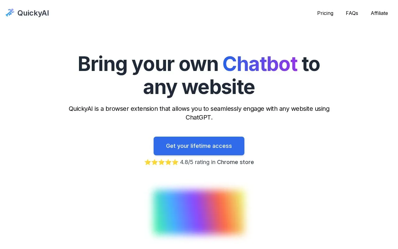Quicky AI homepage screenshot