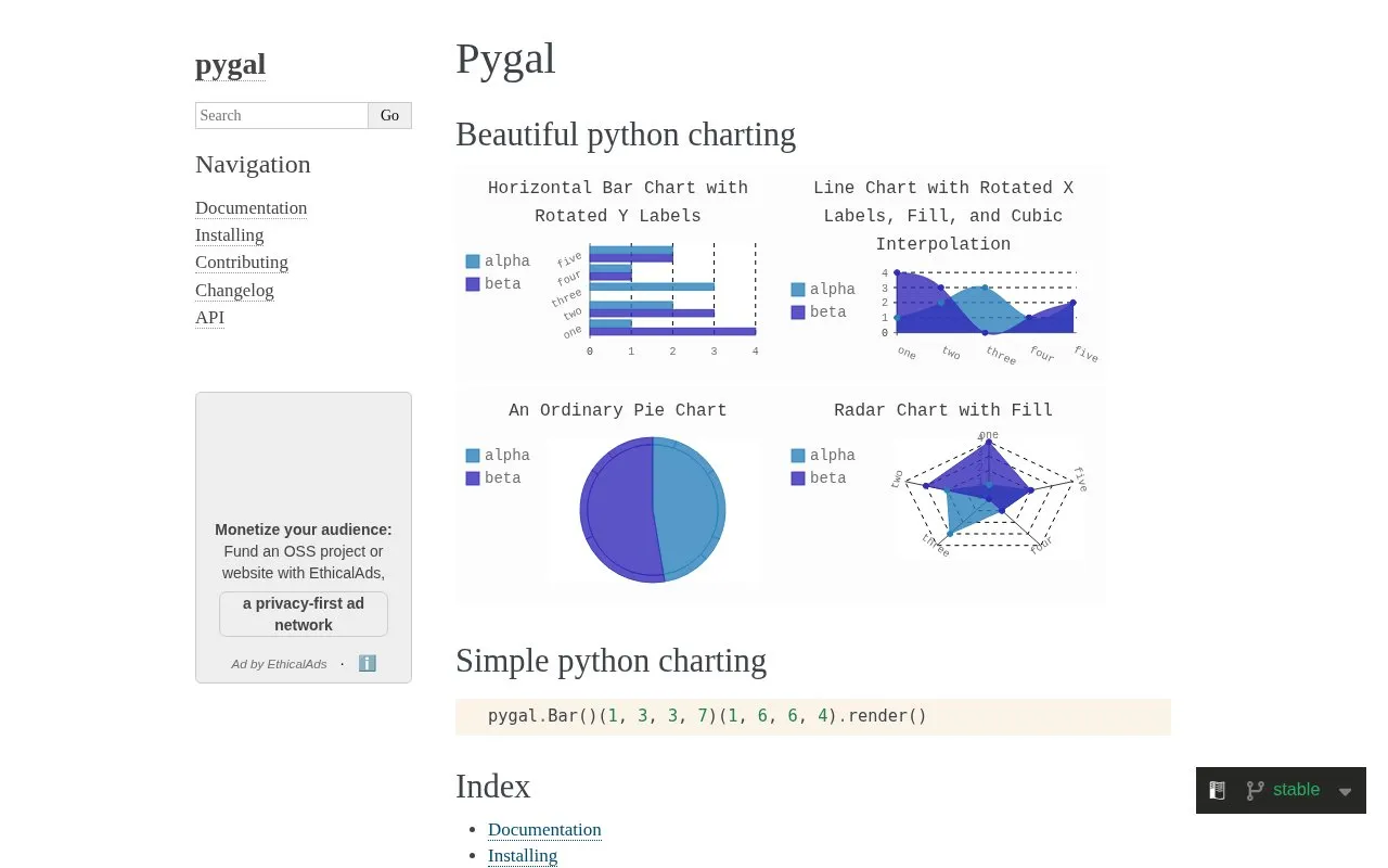 pygal homepage screenshot