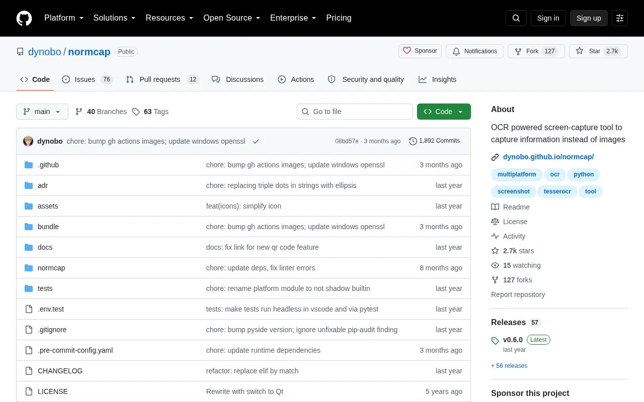 Normcap homepage screenshot