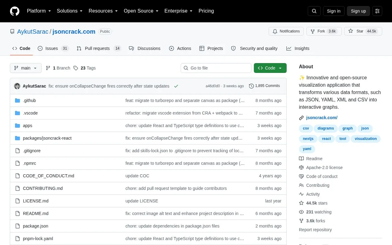 Jsoncrack.com homepage screenshot