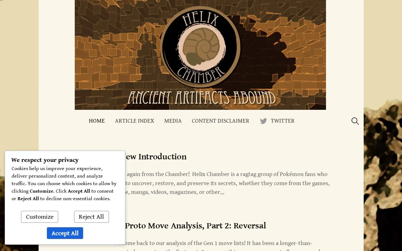 HelixChamber homepage screenshot