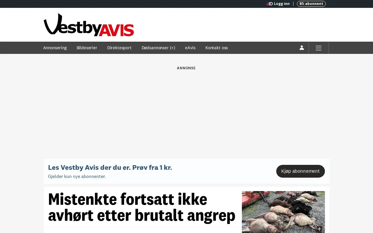 Vestby Avis homepage screenshot