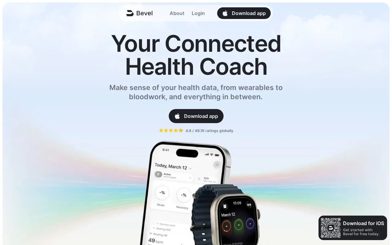 Bevel homepage screenshot
