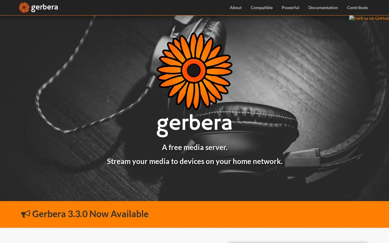 Gerbera homepage screenshot