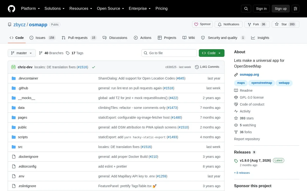 Osmapp homepage screenshot