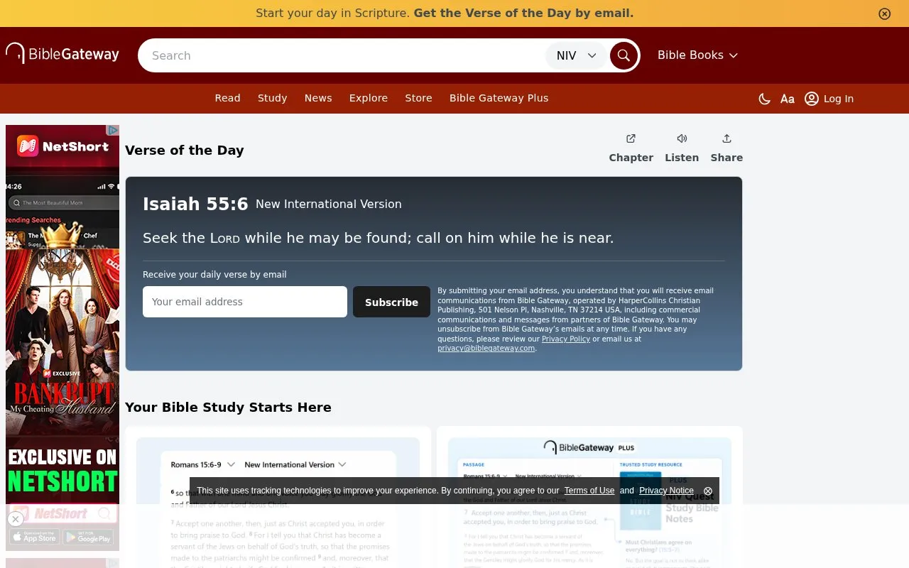 BibleGateway homepage screenshot