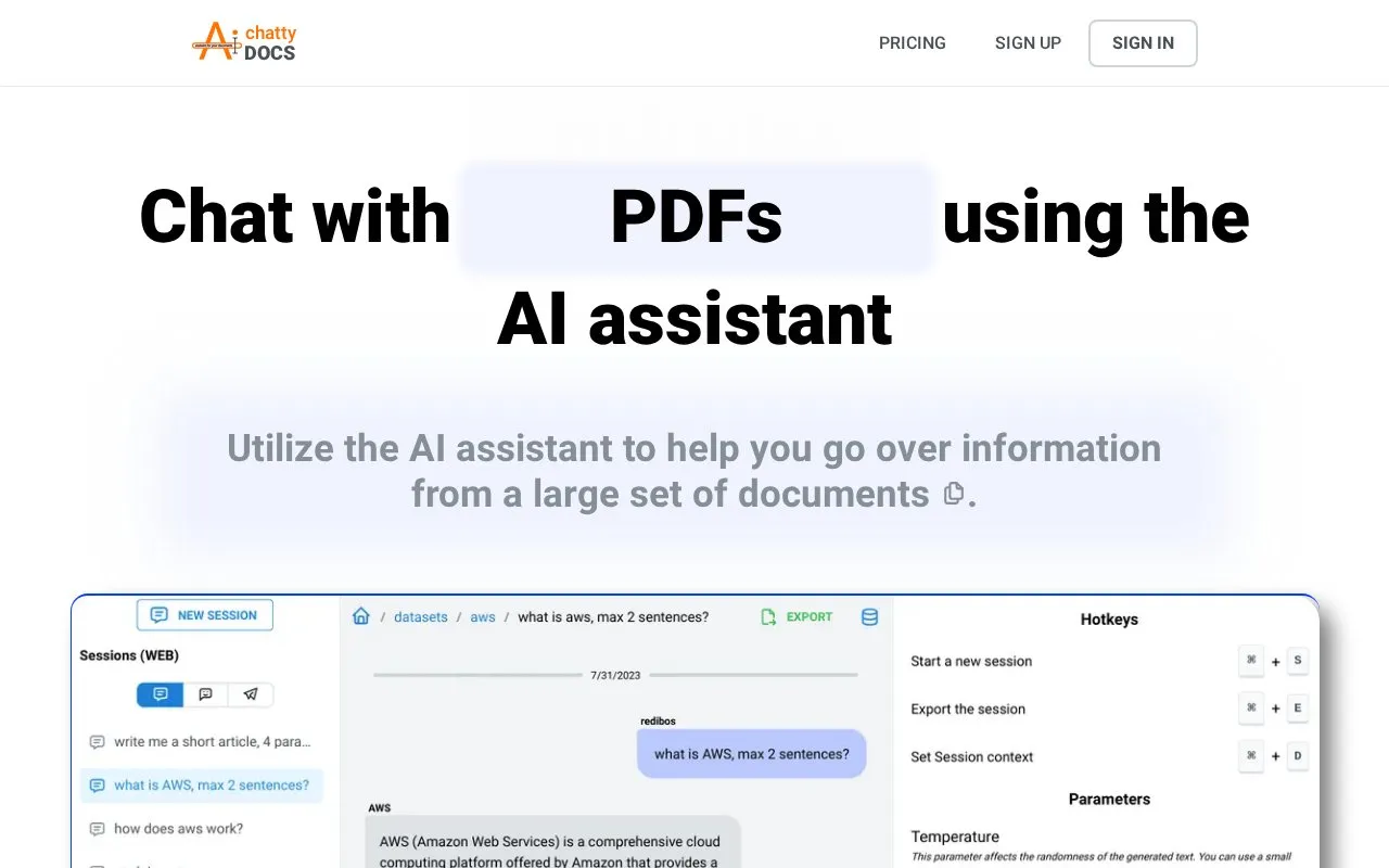 ChattyDocs homepage screenshot