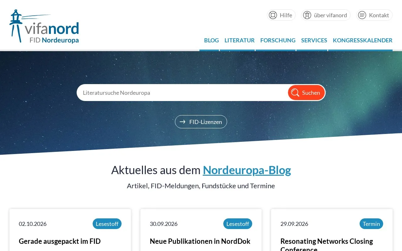 Vifanord homepage screenshot