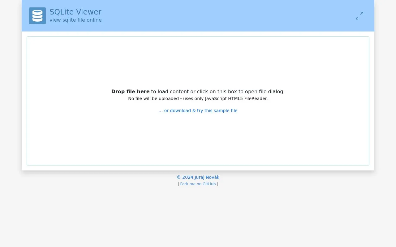 SQLite Viewer homepage screenshot
