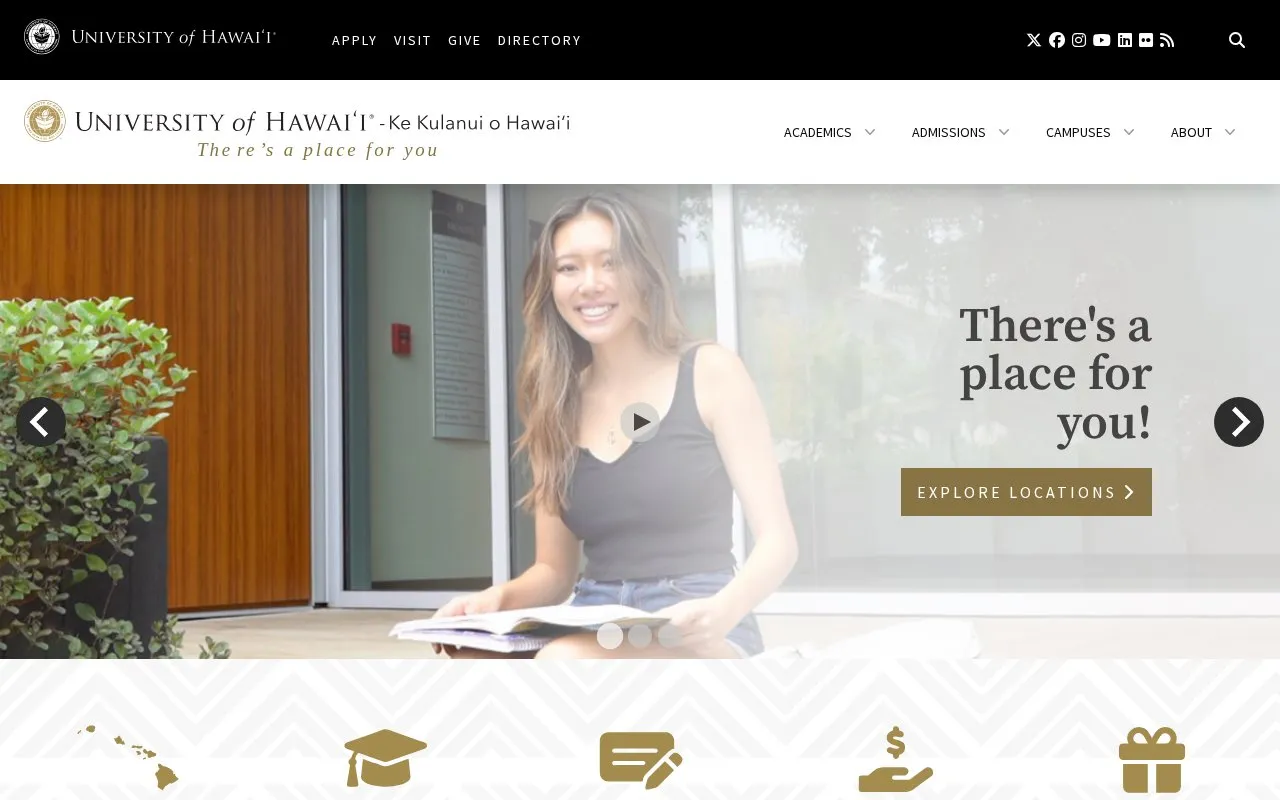 University of Hawaii, Manoa homepage screenshot