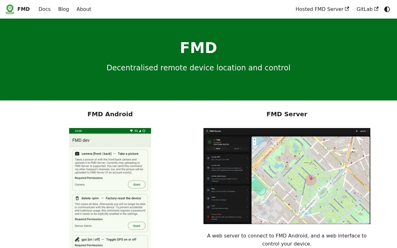 FMD homepage screenshot