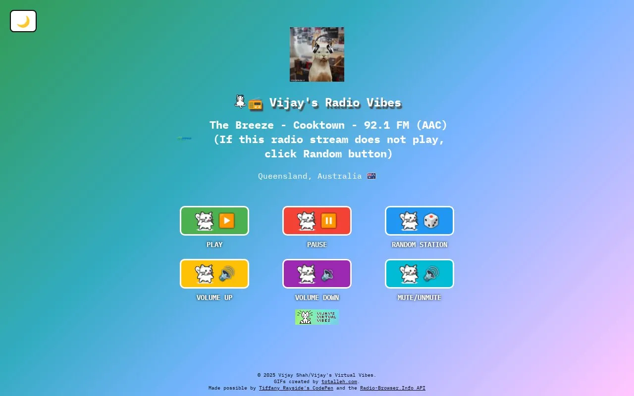 Vijay's Radio Vibes homepage screenshot