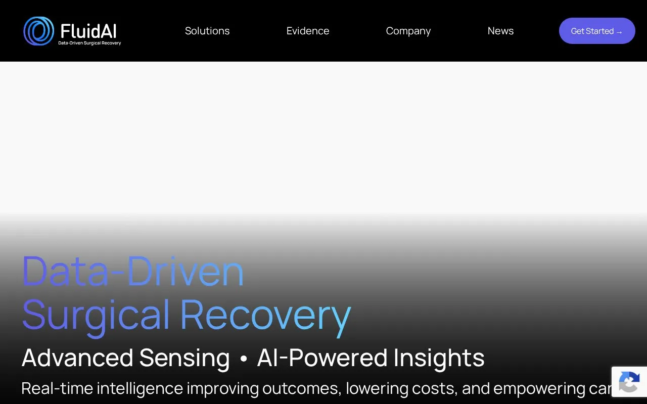 FluidAI Medical homepage screenshot