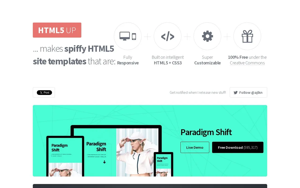 html5up homepage screenshot
