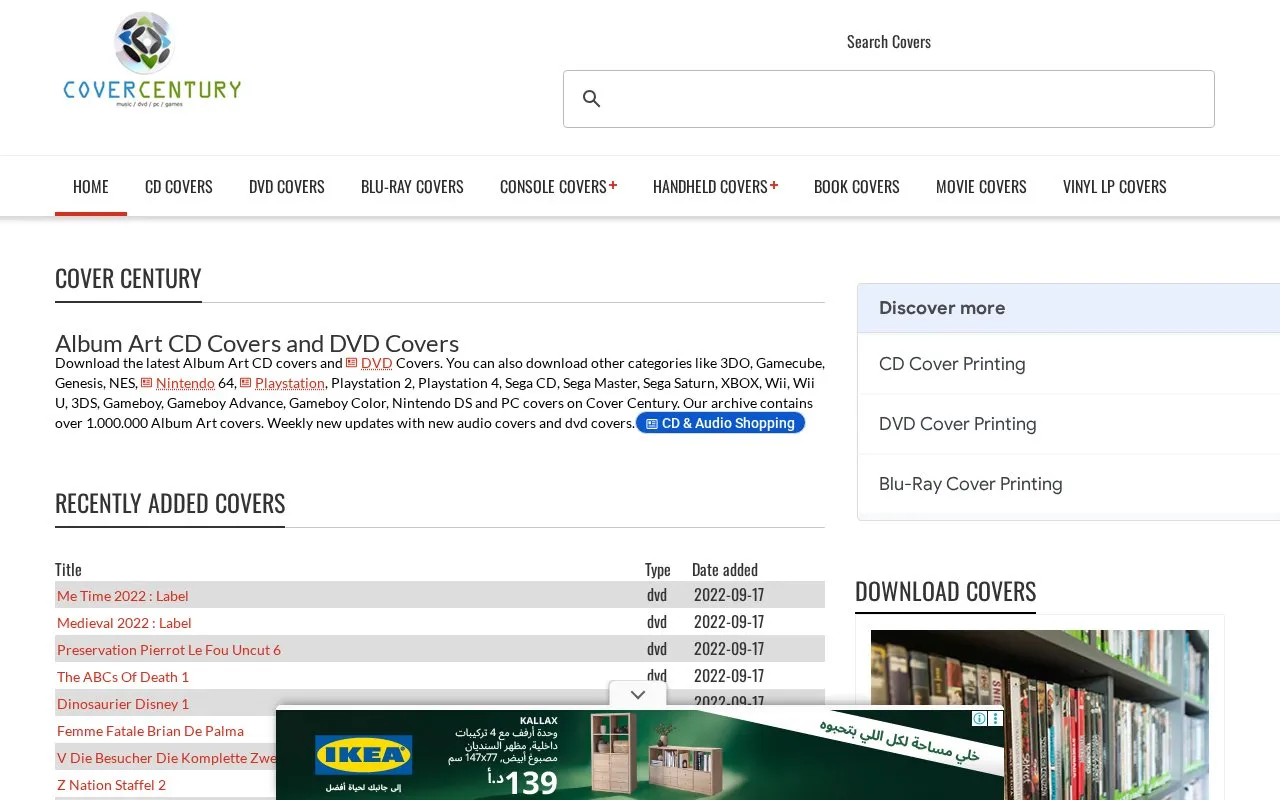Cover Century homepage screenshot