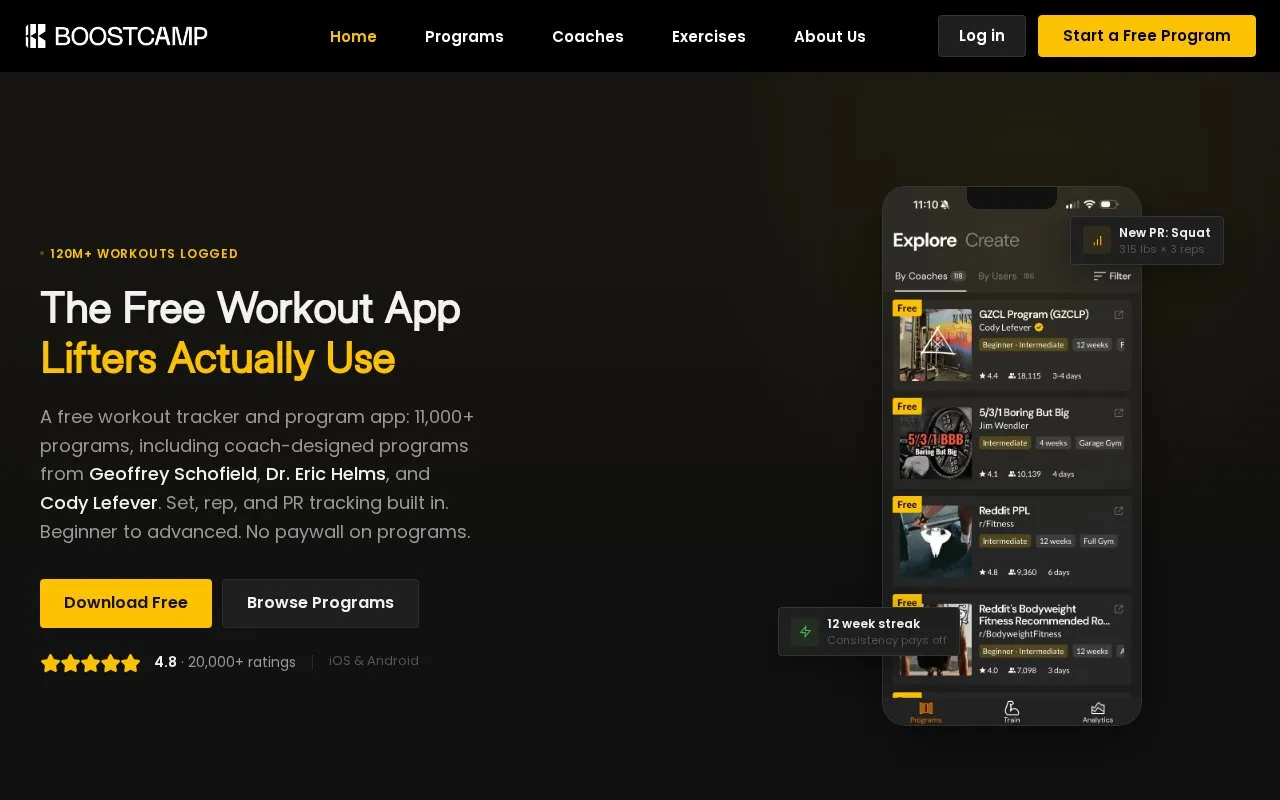 Boostcamp homepage screenshot