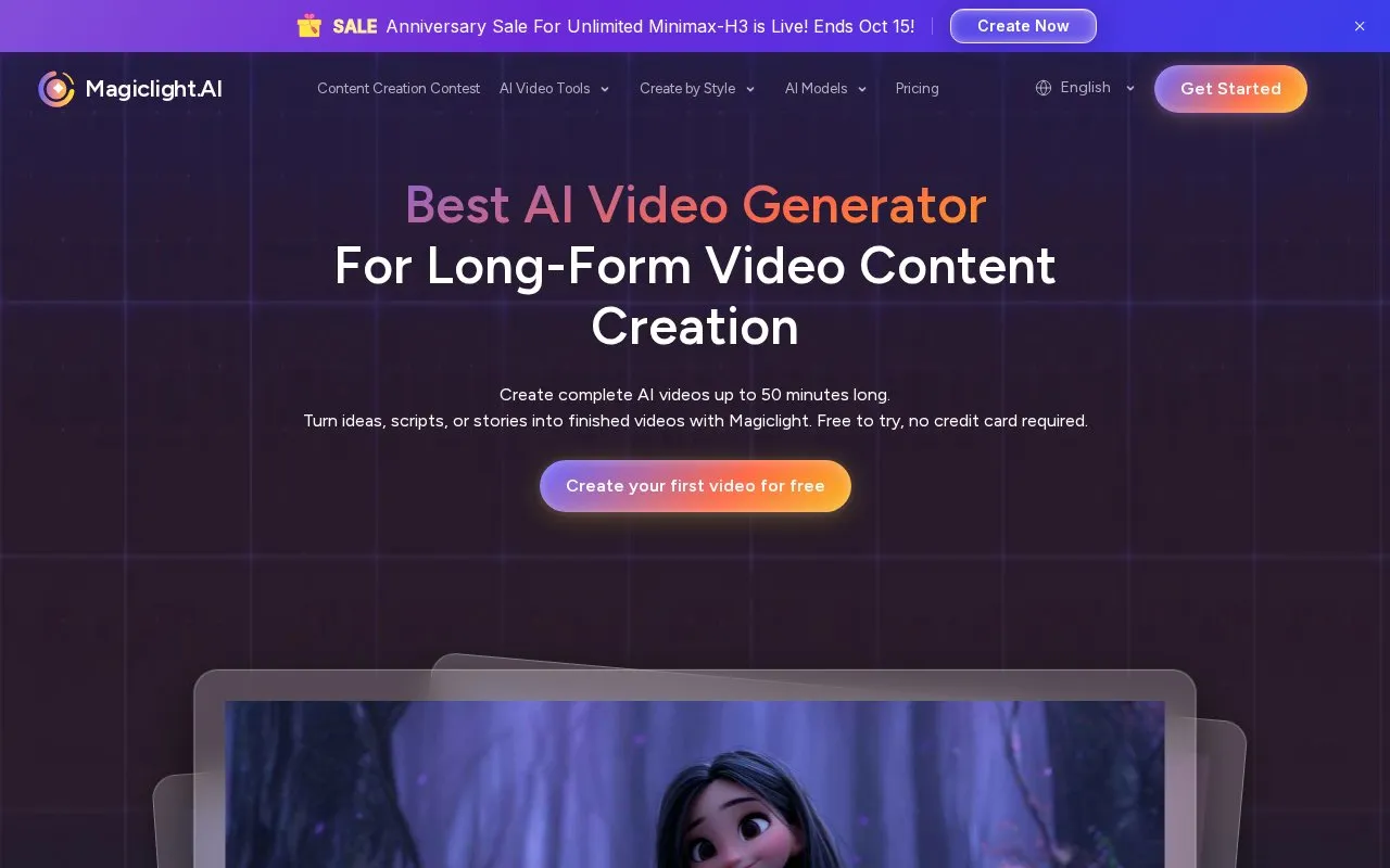 Magiclight.AI homepage screenshot