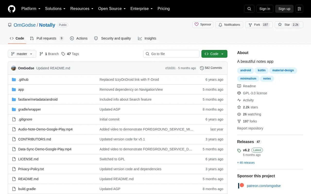 Notally homepage screenshot
