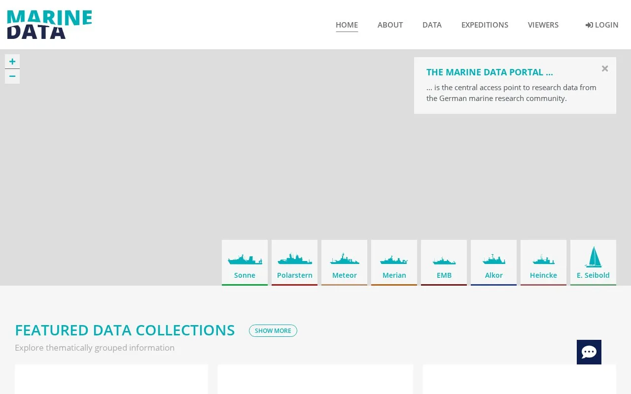 Marine Data Portal homepage screenshot