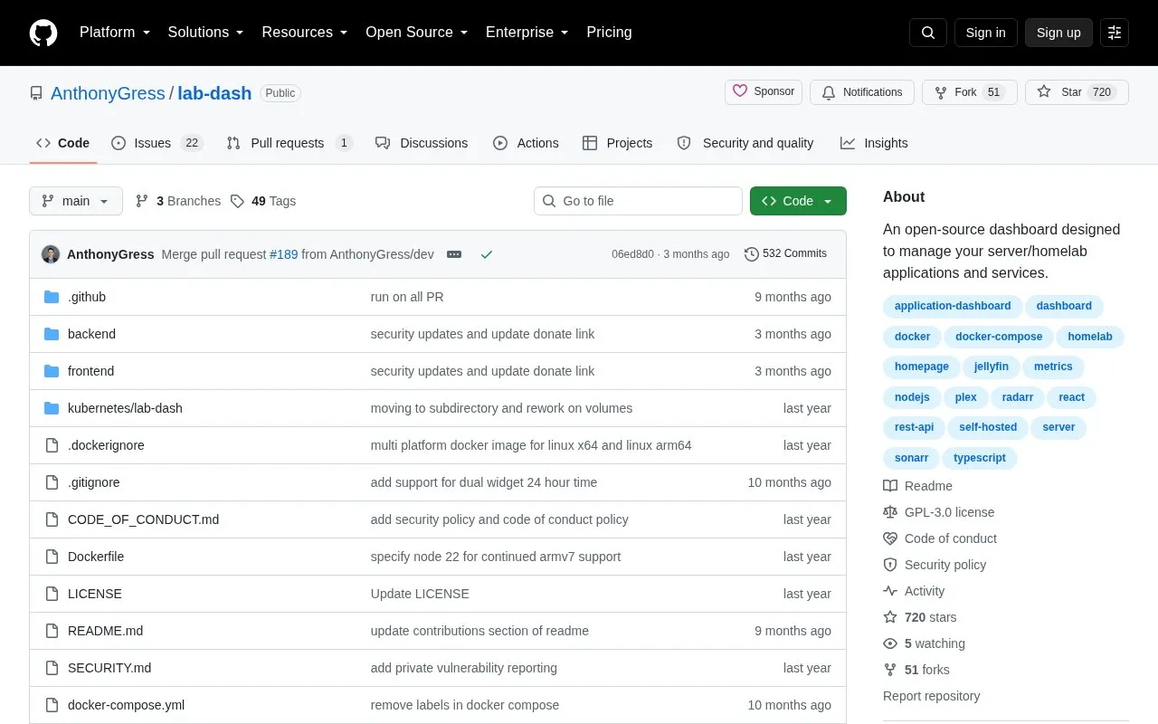 Lab Dash homepage screenshot