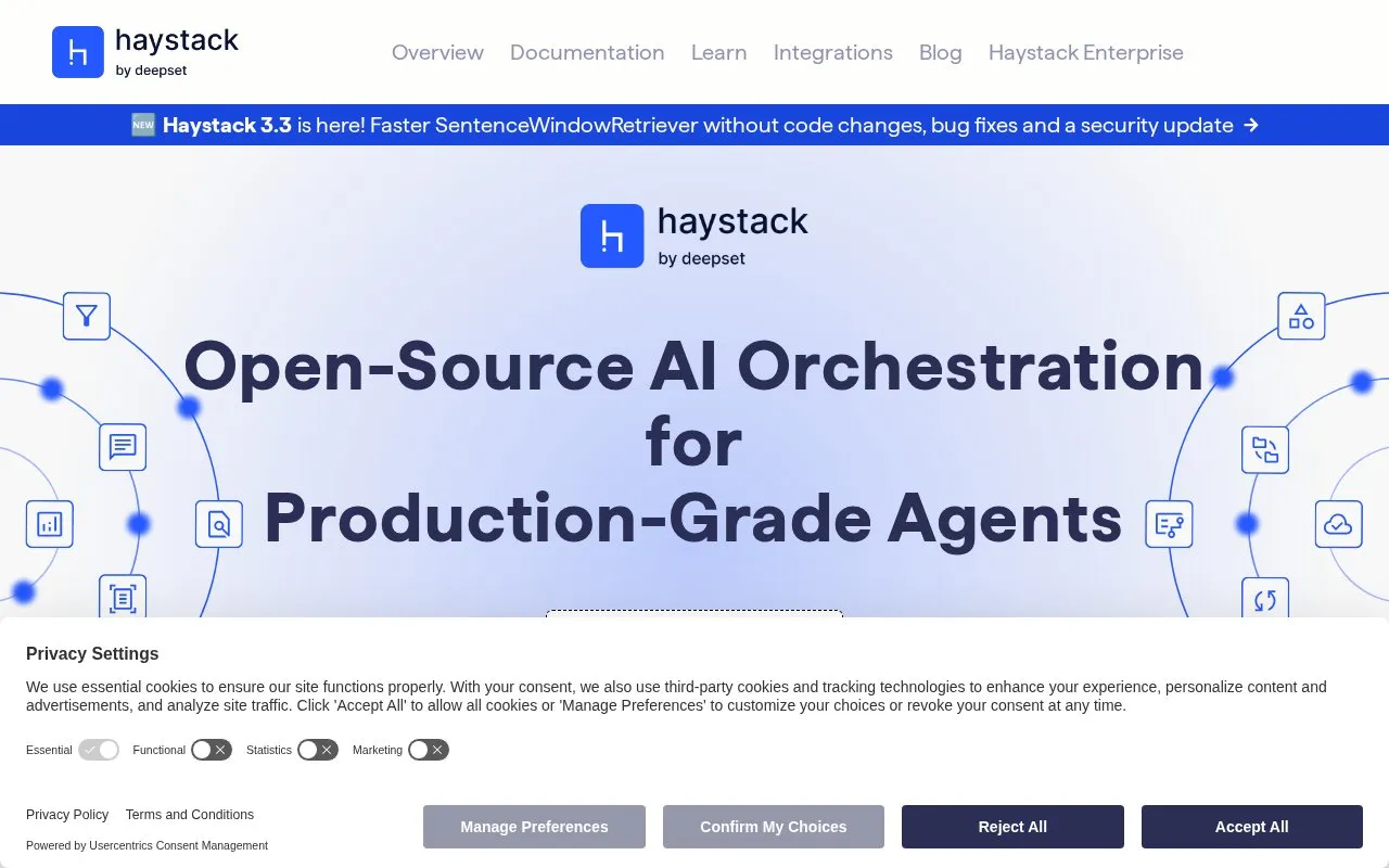 Haystack homepage screenshot