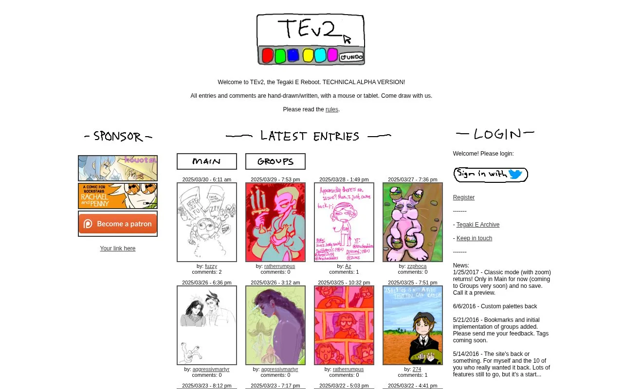 TEv2 homepage screenshot