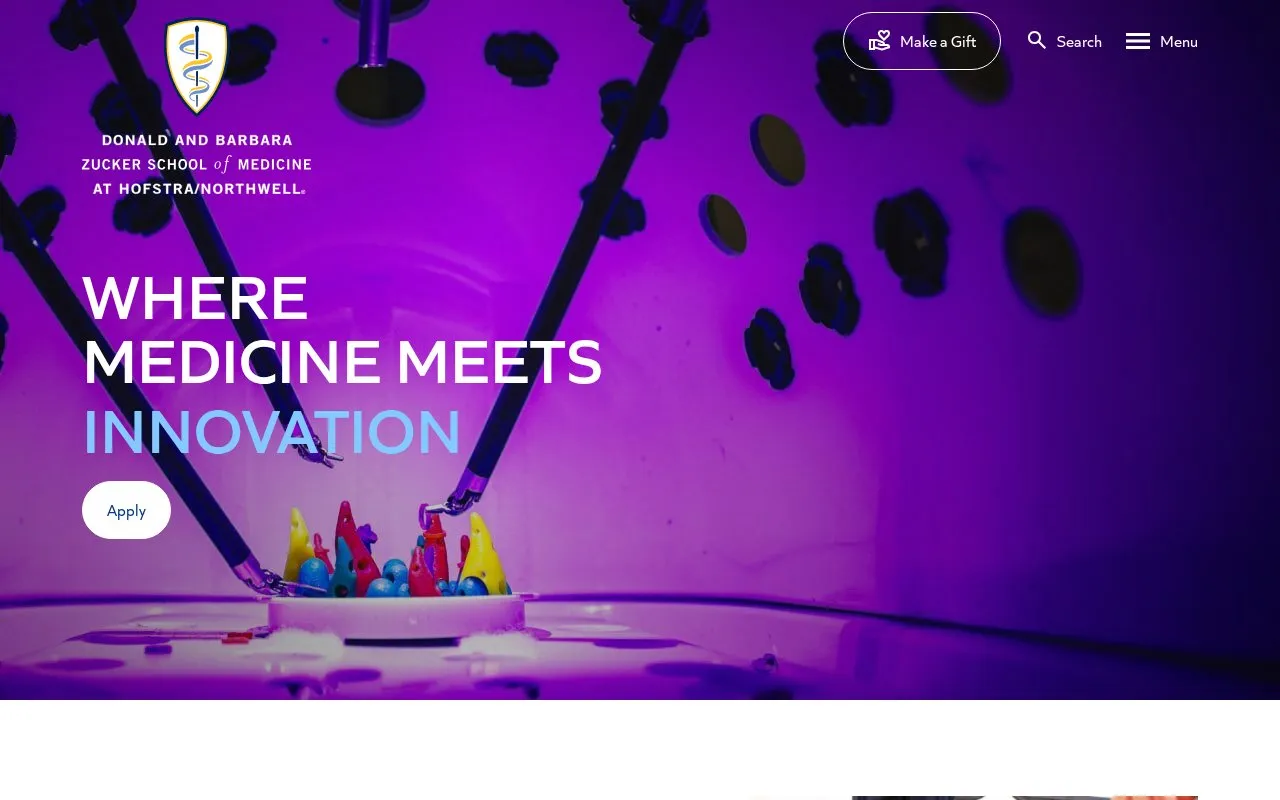 Donald and Barbara Zucker School of Medicine at Hofstra/Northwell homepage screenshot