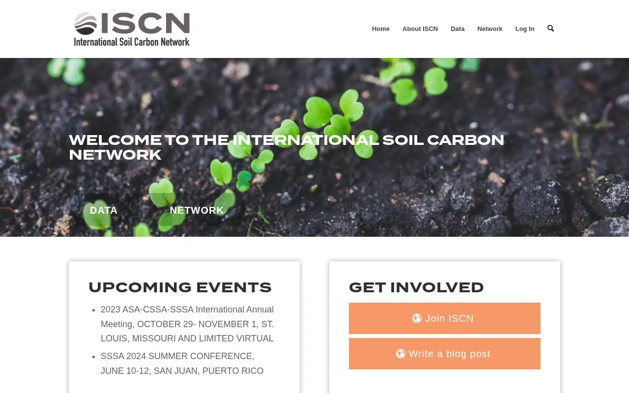 International Soil Carbon Network homepage screenshot