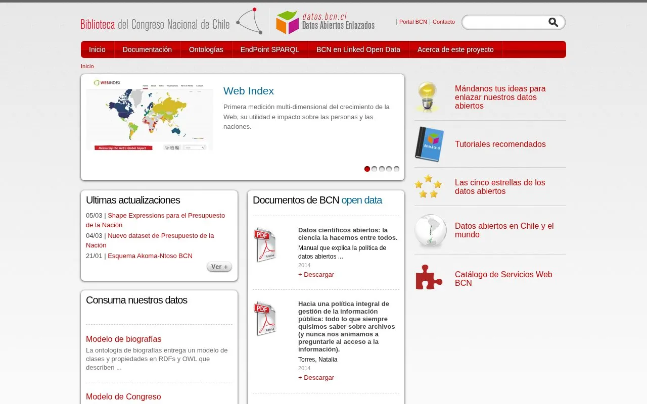 Chile Library of Congress Linked Data homepage screenshot