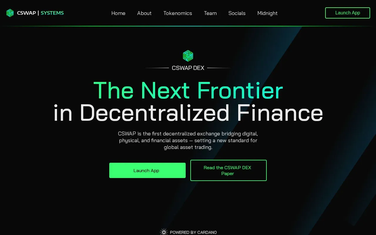 CSWAP DEX homepage screenshot