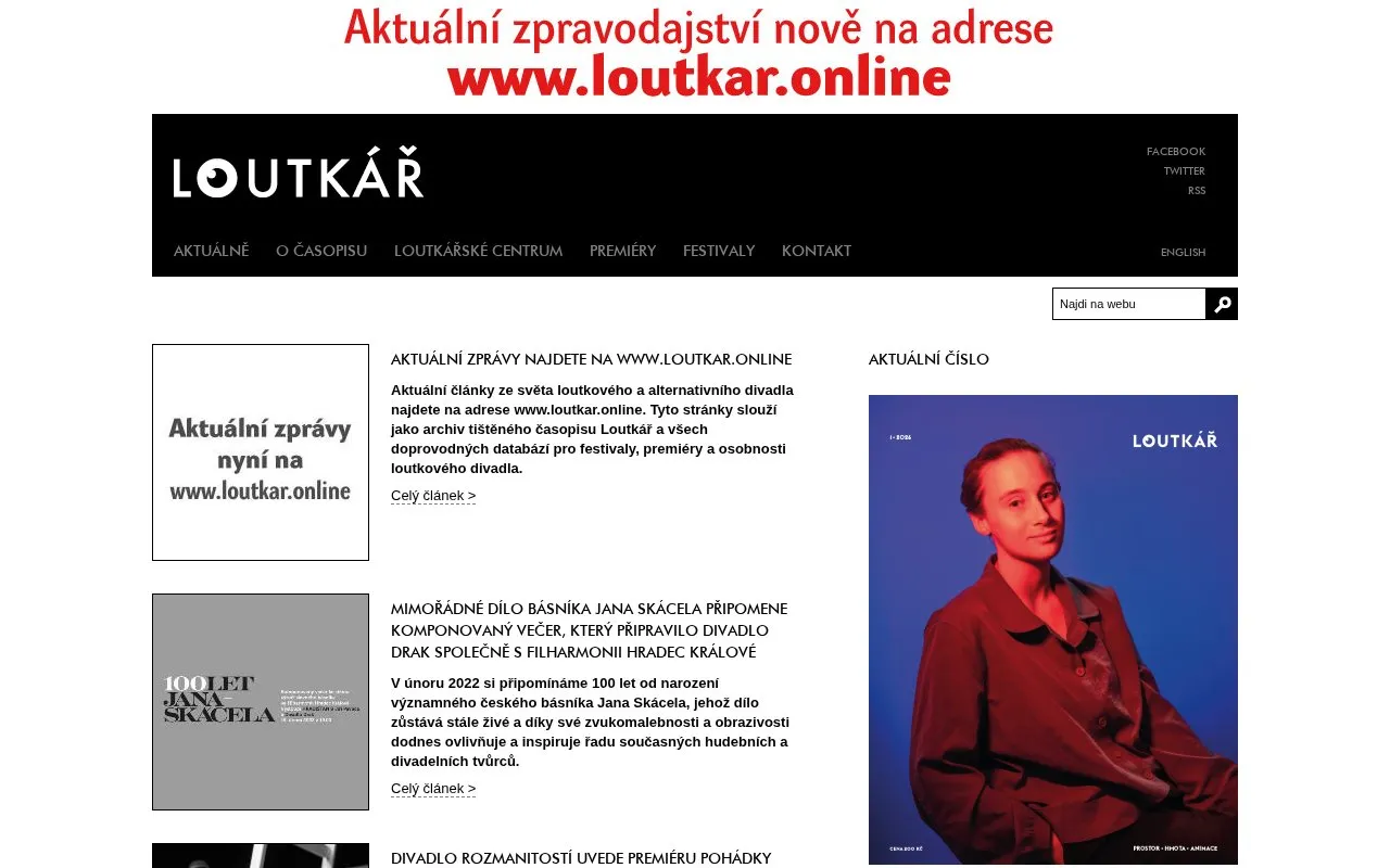 Loutkář homepage screenshot