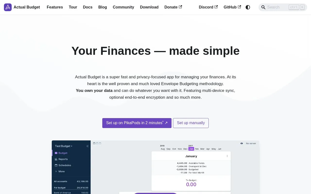 Actual homepage screenshot