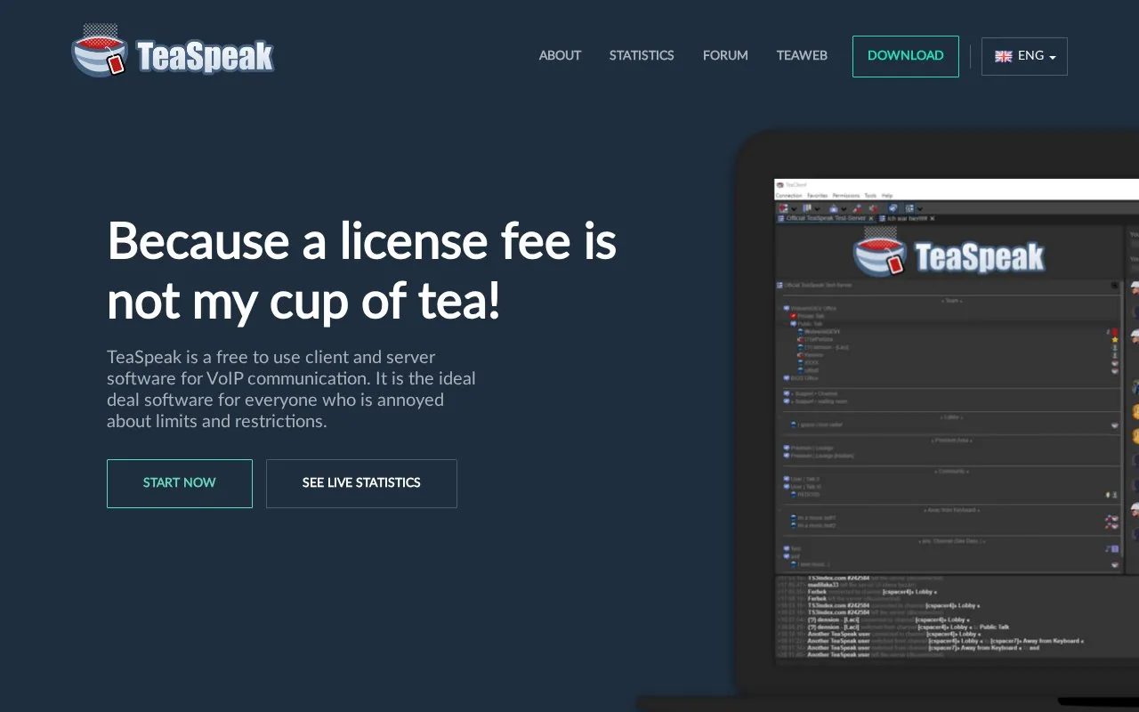 TeaSpeak homepage screenshot
