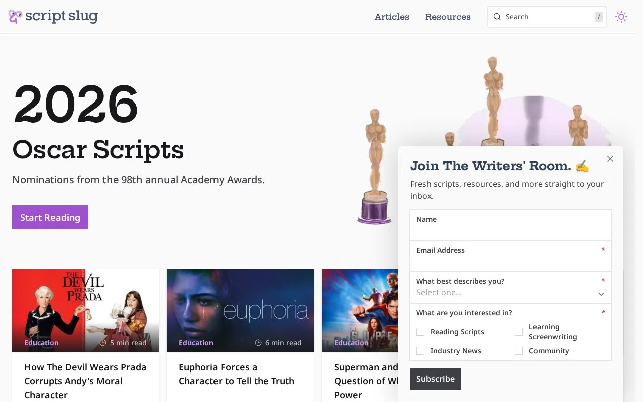 ScriptSlug homepage screenshot