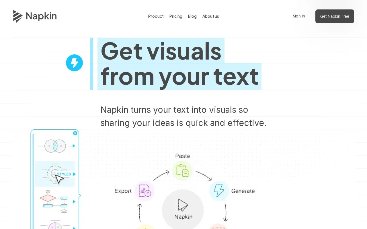 Napkin AI homepage screenshot