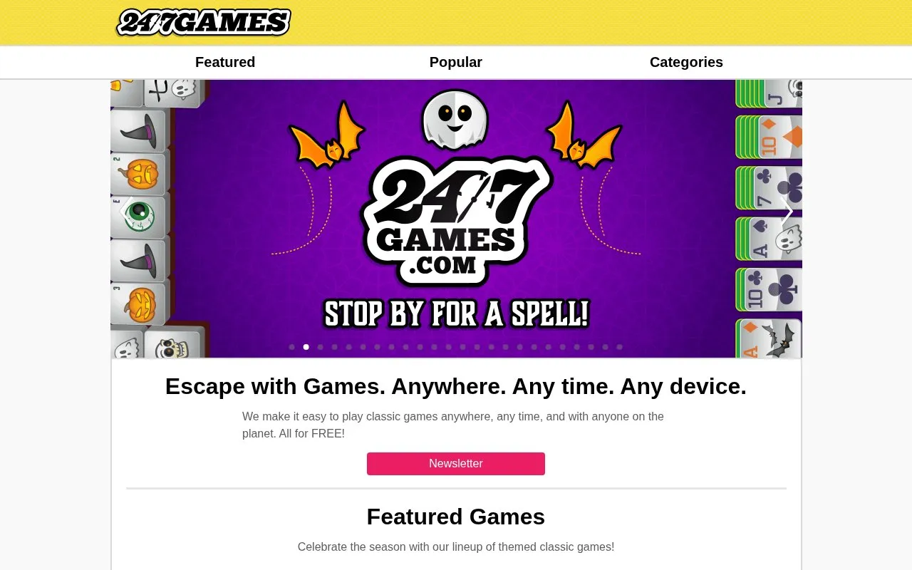 247Games homepage screenshot