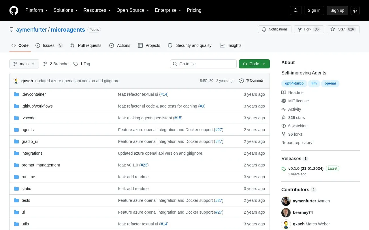 MicroAgent homepage screenshot