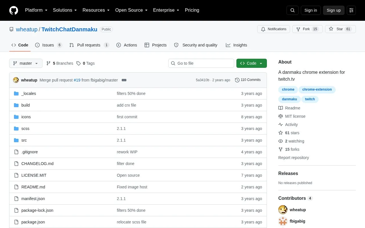 TwitchChatDanmaku homepage screenshot