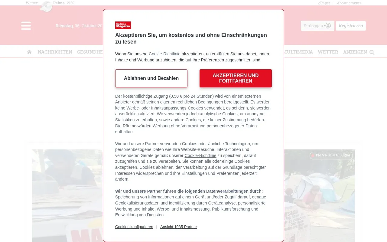 Mallorca Magazin homepage screenshot