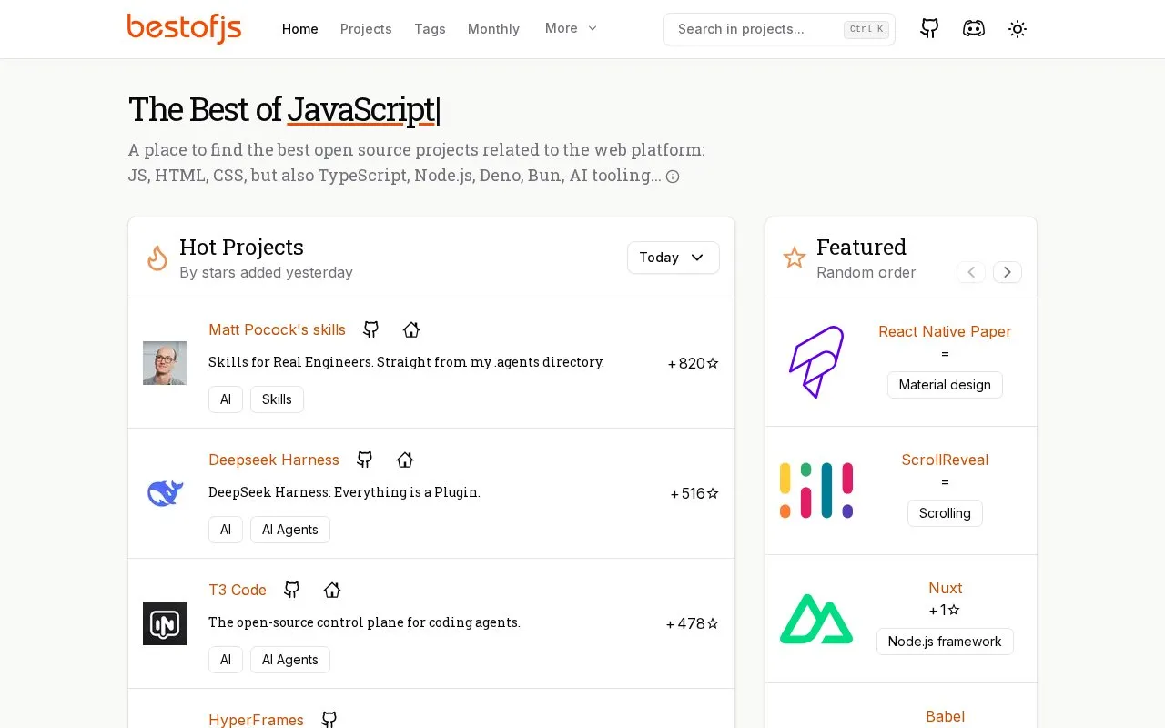 bestofjs homepage screenshot