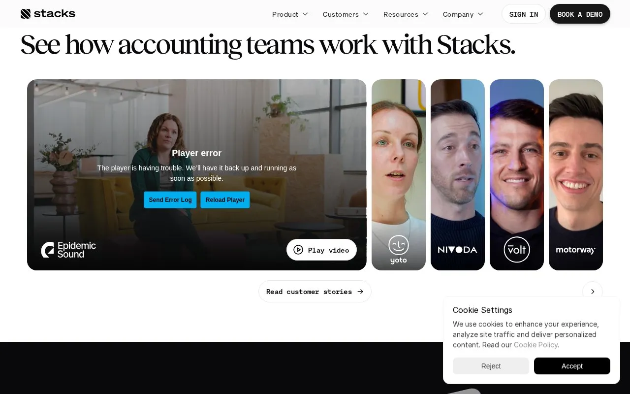 Stacks homepage screenshot