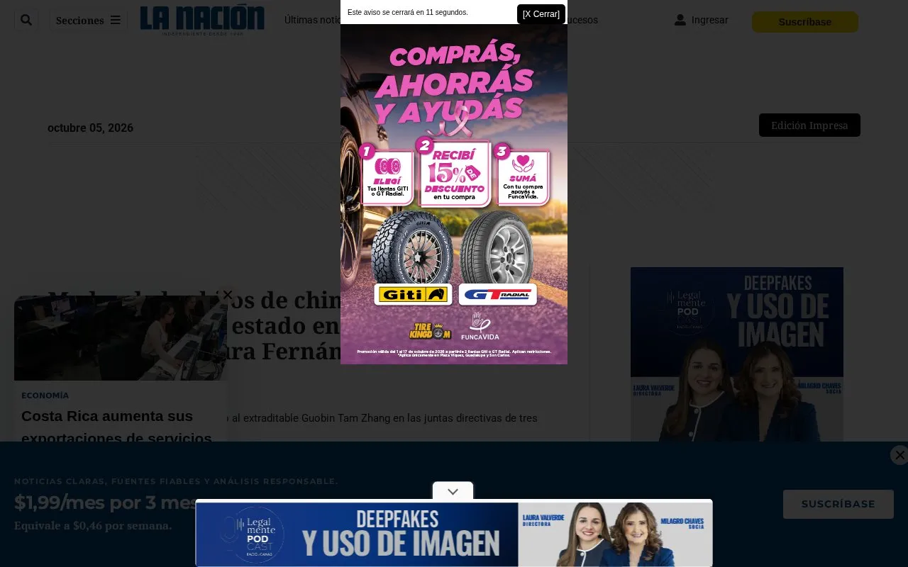 La Nación homepage screenshot