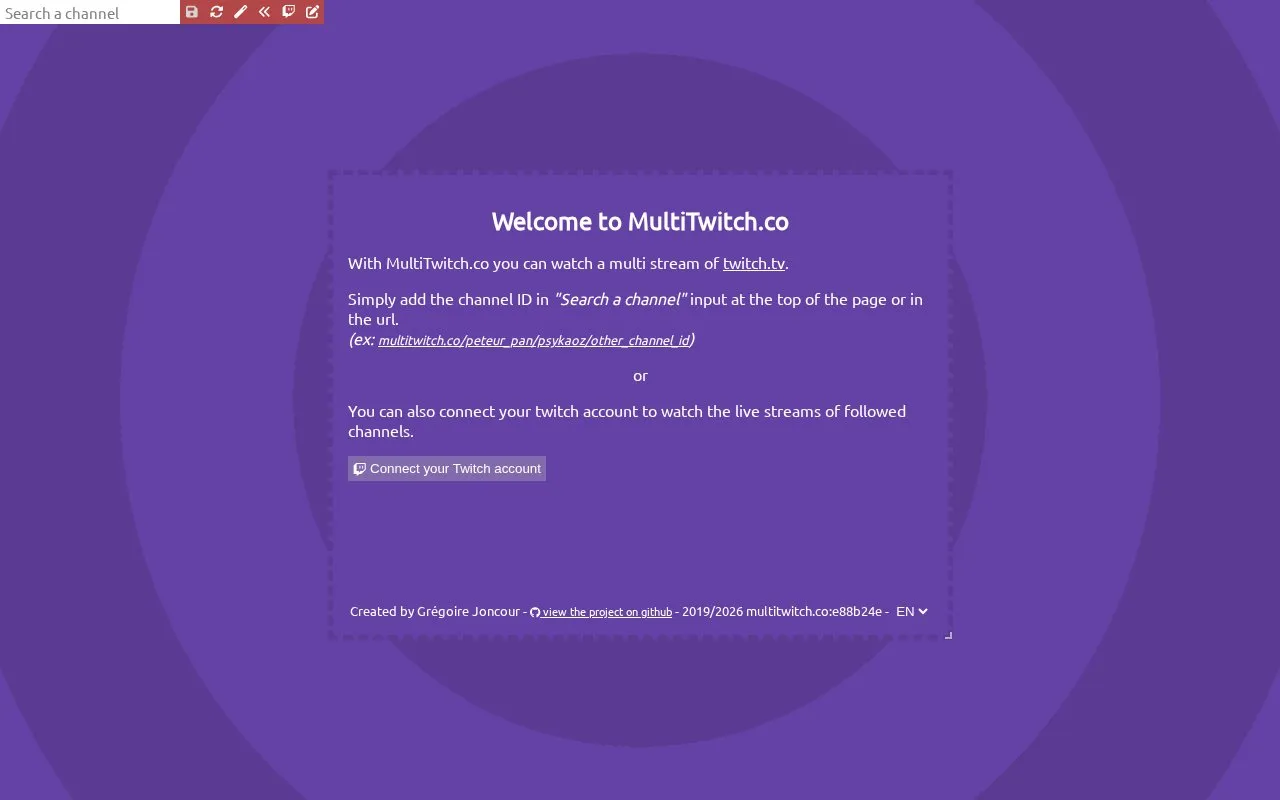 MultiTwitch homepage screenshot