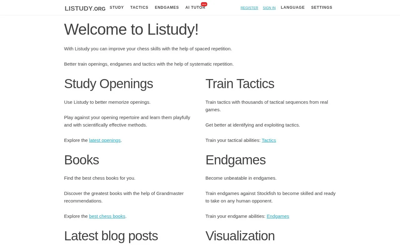 Listudy homepage screenshot