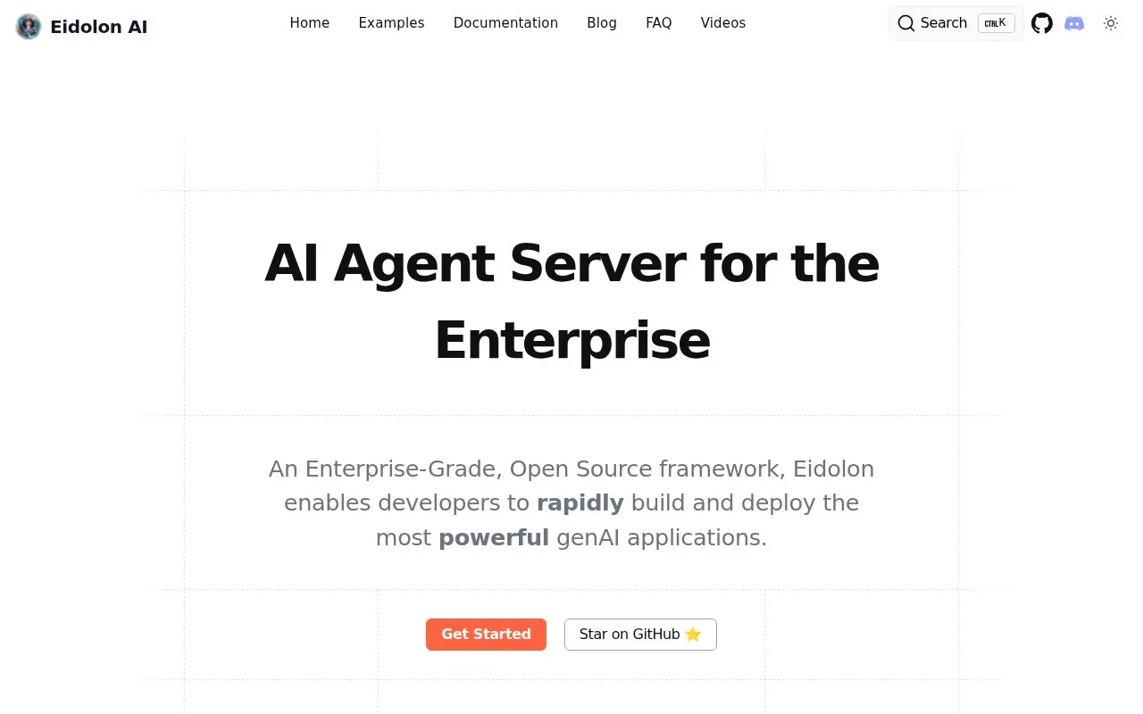 Eidolon homepage screenshot