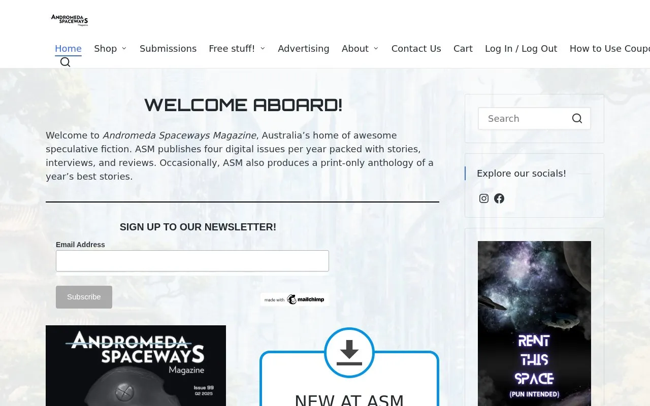 Andromeda Spaceways Inflight Magazine homepage screenshot