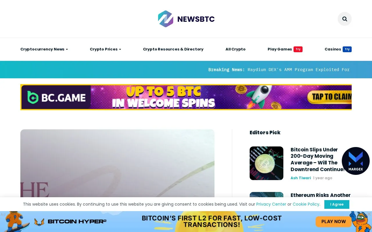 NewsBTC homepage screenshot